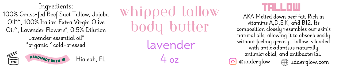Whipped Tallow Body Butter- Lavender